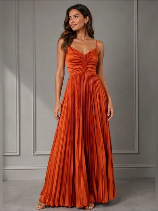 Petal & Pup Dresses & Skirts - PETAL & PUP NAIRA PLEATED MAXI DRESS - SUNSET ORANGE SIZE 4 B2532